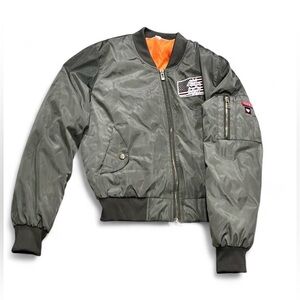 Cali Love Green Bomber Jacket with Patches Patriotic America